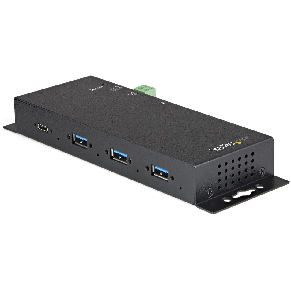 StarTech.com 4 Port USB C Hub 10Gbps - Metal Industrial USB 3.2 Gen 2 Type-C Hub - 3A/1C - USB-C or USB-A Host - Mountable - ESD/Surge - HB31C3A1CME