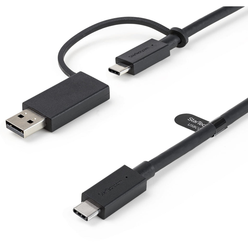 StarTech.com 3ft/1m USB-C Cable with USB-A Adapter Dongle, USB-C to C (10Gbps/PD), USB-A to C (5Gbps), 2-in-1 USB C Cable for Hybrid Dock - USBCCADP