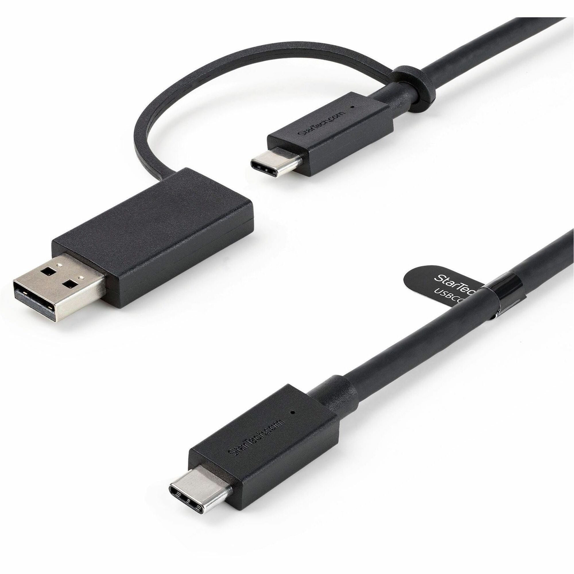 StarTech.com 3ft/1m USB-C Cable with USB-A Adapter Dongle, USB-C to C (10Gbps/PD), USB-A to C (5Gbps), 2-in-1 USB C Cable for Hybrid Dock - USBCCADP