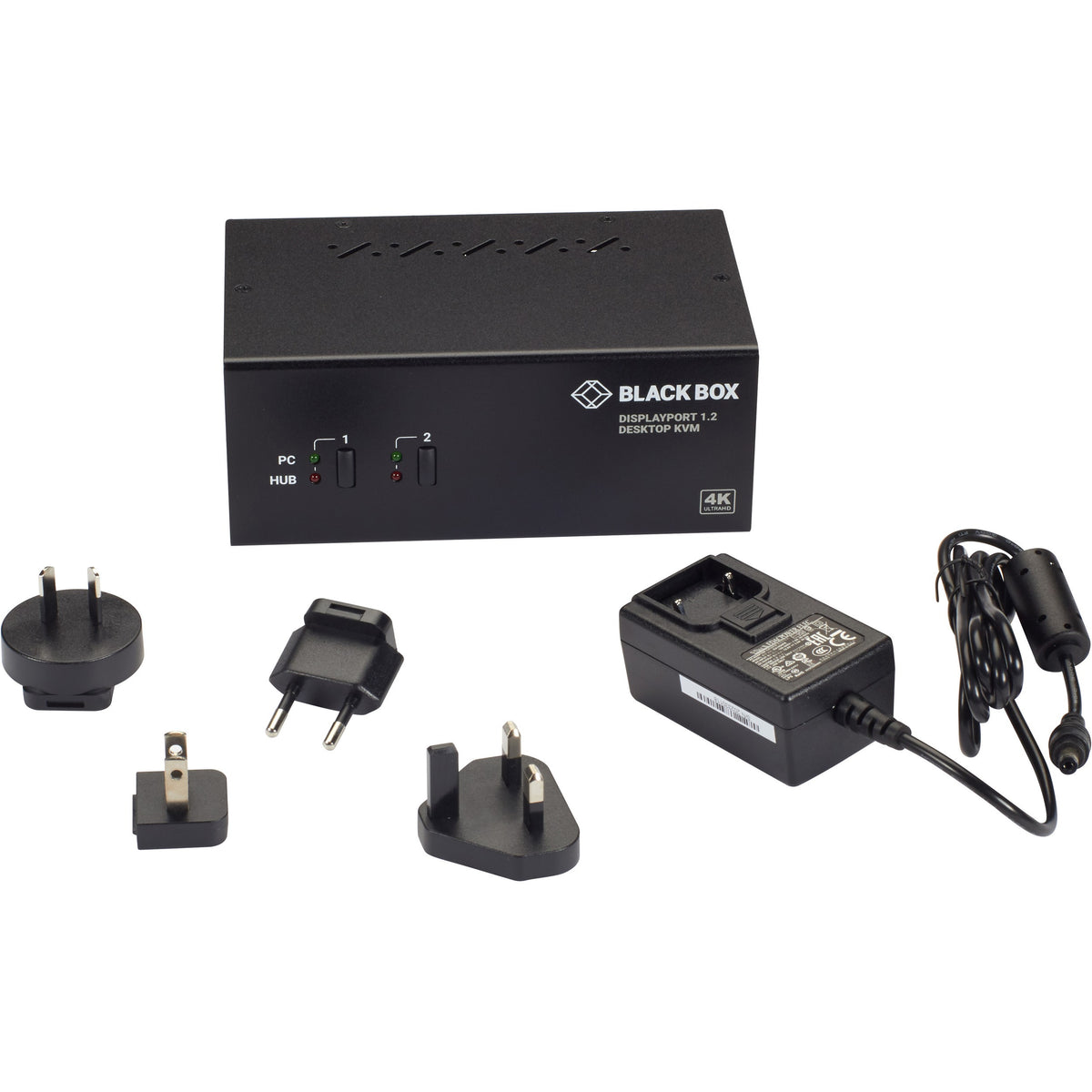 Black Box KVM Switch - Dual-Monitor, DisplayPort 1.2, 4K 60Hz, USB 3.0 Hub, Audio - KV6222DP