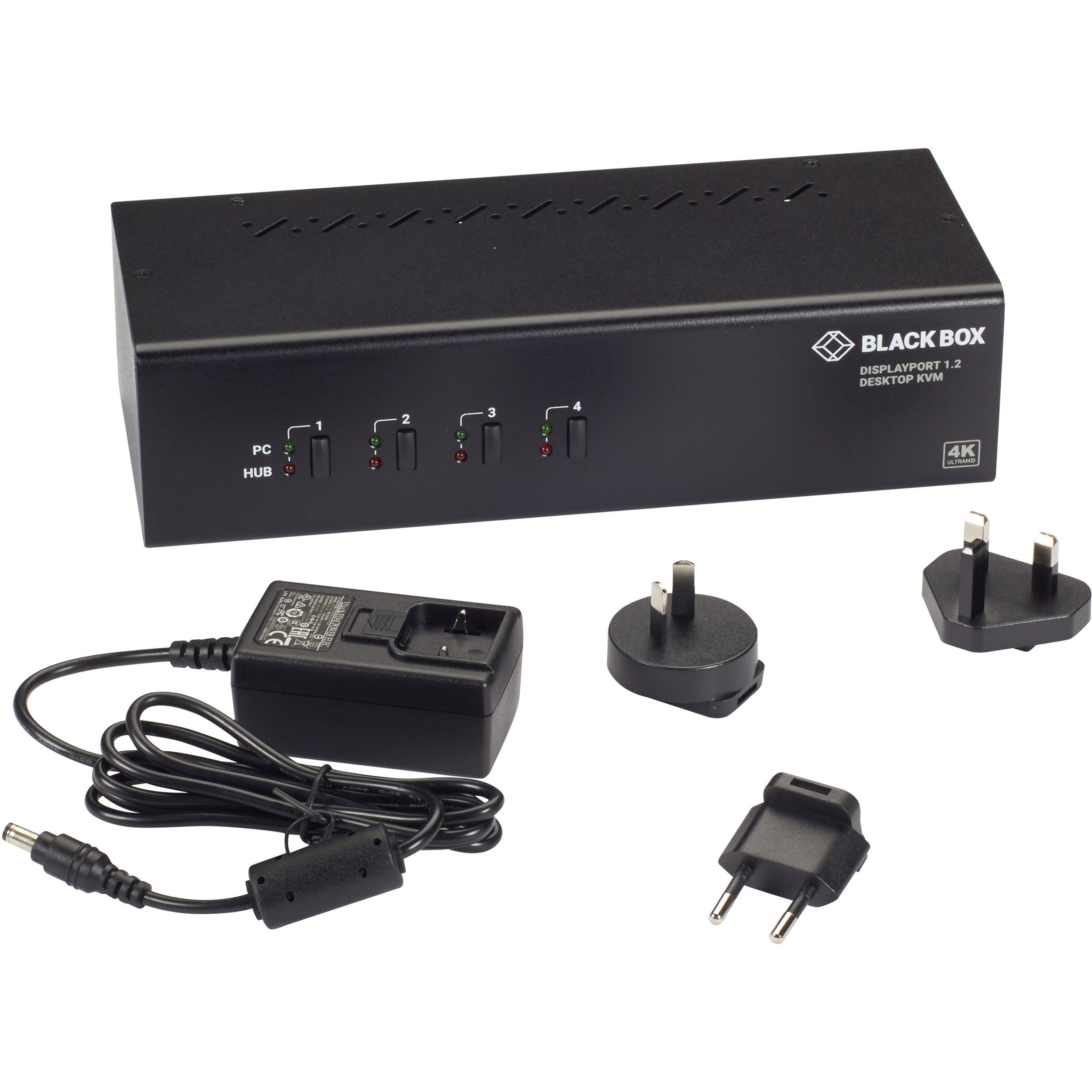Black Box KVM Switch - Dual-Monitor, DisplayPort 1.2, 4K 60Hz, USB 3.0 Hub, Audio - KV6224DP