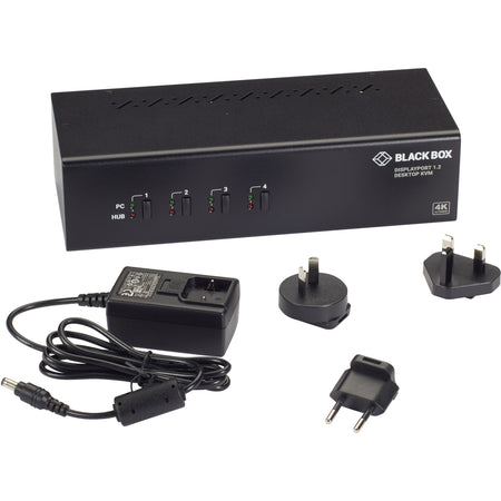 Black Box KVM Switch - Dual-Monitor, DisplayPort 1.2, 4K 60Hz, USB 3.0 Hub, Audio - KV6224DP