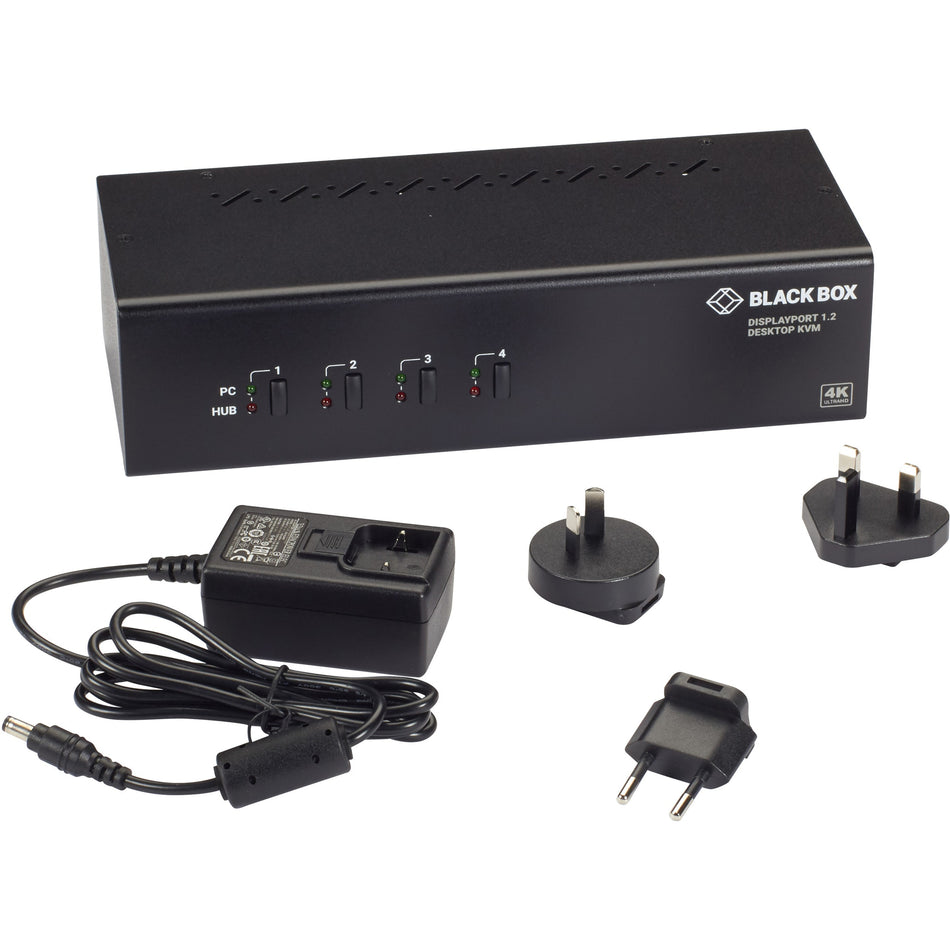 Black Box KVM Switch - Dual-Monitor, DisplayPort 1.2, 4K 60Hz, USB 3.0 Hub, Audio - KV6224DP