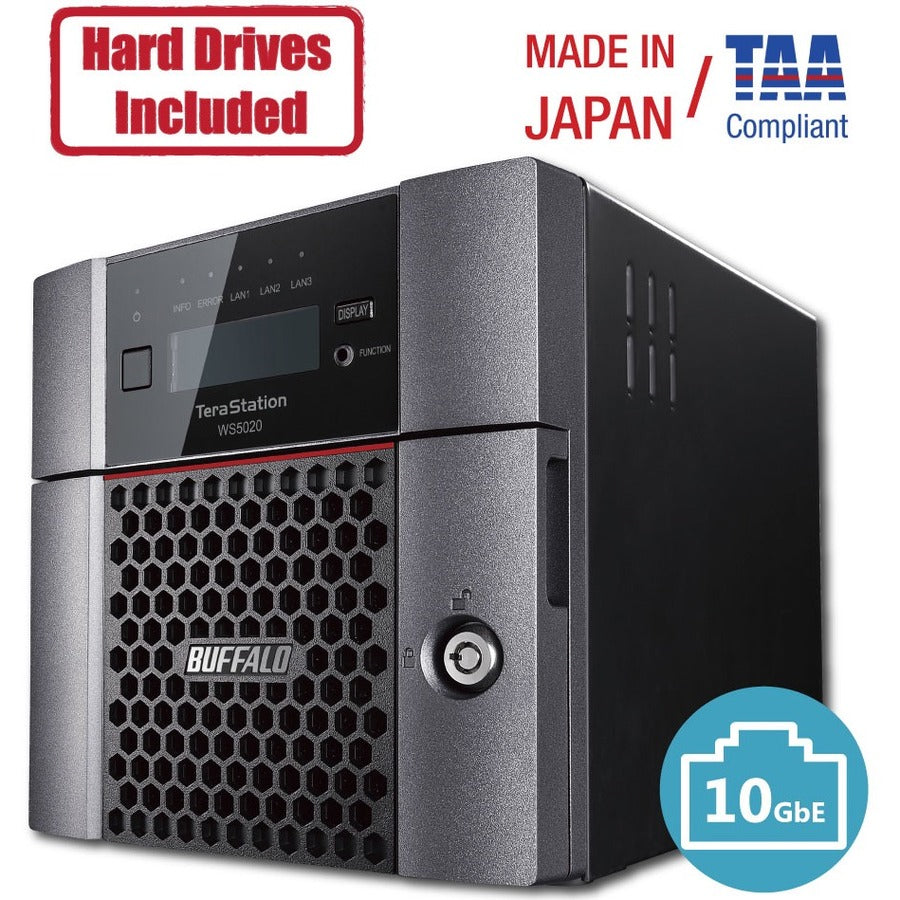 BUFFALO TeraStation WS5220 2-Bay Desktop Windows Server IoT 2019 NAS 8TB Hard Drives Included - WS5220DN08S9