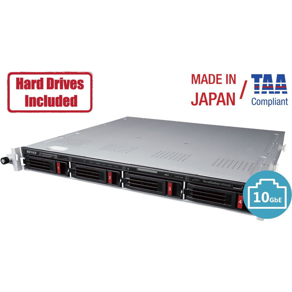 BUFFALO TeraStation WS5420 4-Bay Rackmount Windows Server IoT 2019 NAS 16TB Hard Drives Included - WS5420RN16S9