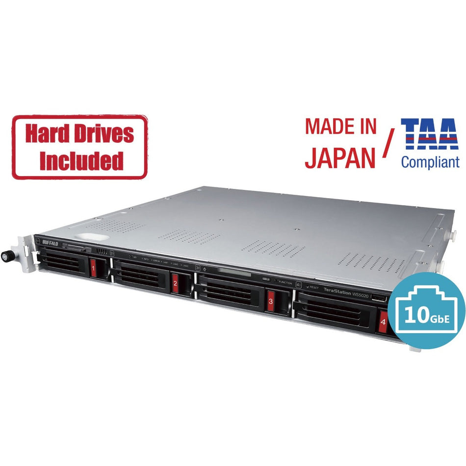 BUFFALO TeraStation WS5420 4-Bay Rackmount Windows Server IoT 2019 NAS 32TB Hard Drives Included - WS5420RN32S9