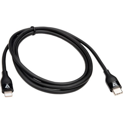 V7 USB-C Male to Lightning Male Cable USB 2.0 480 Mbps 3A 1m/3.3ft Black - V7USBCLGT-1M