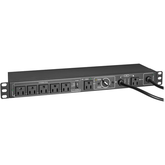 Tripp Lite by Eaton 100-125V 12A Single-Phase Hot-Swap PDU with Manual Bypass - 6 NEMA 5-15R Outlets, 2 5-15P Inputs, 1U Rack/Wall - PDUB151U