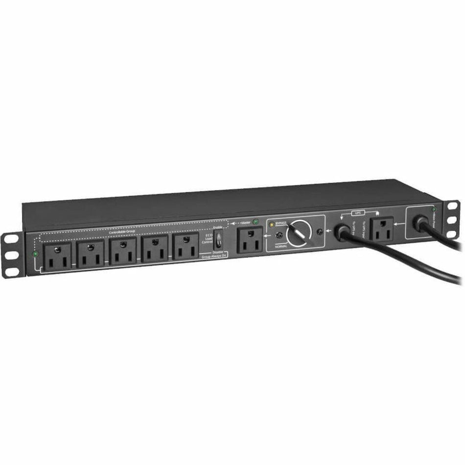 Tripp Lite by Eaton PDU 100-125V 12A Single-Phase Hot-Swap PDU with Manual Bypass - 6 NEMA 5-15R Outlets 2 5-15P Inputs 1U Rack/Wall - PDUB151U