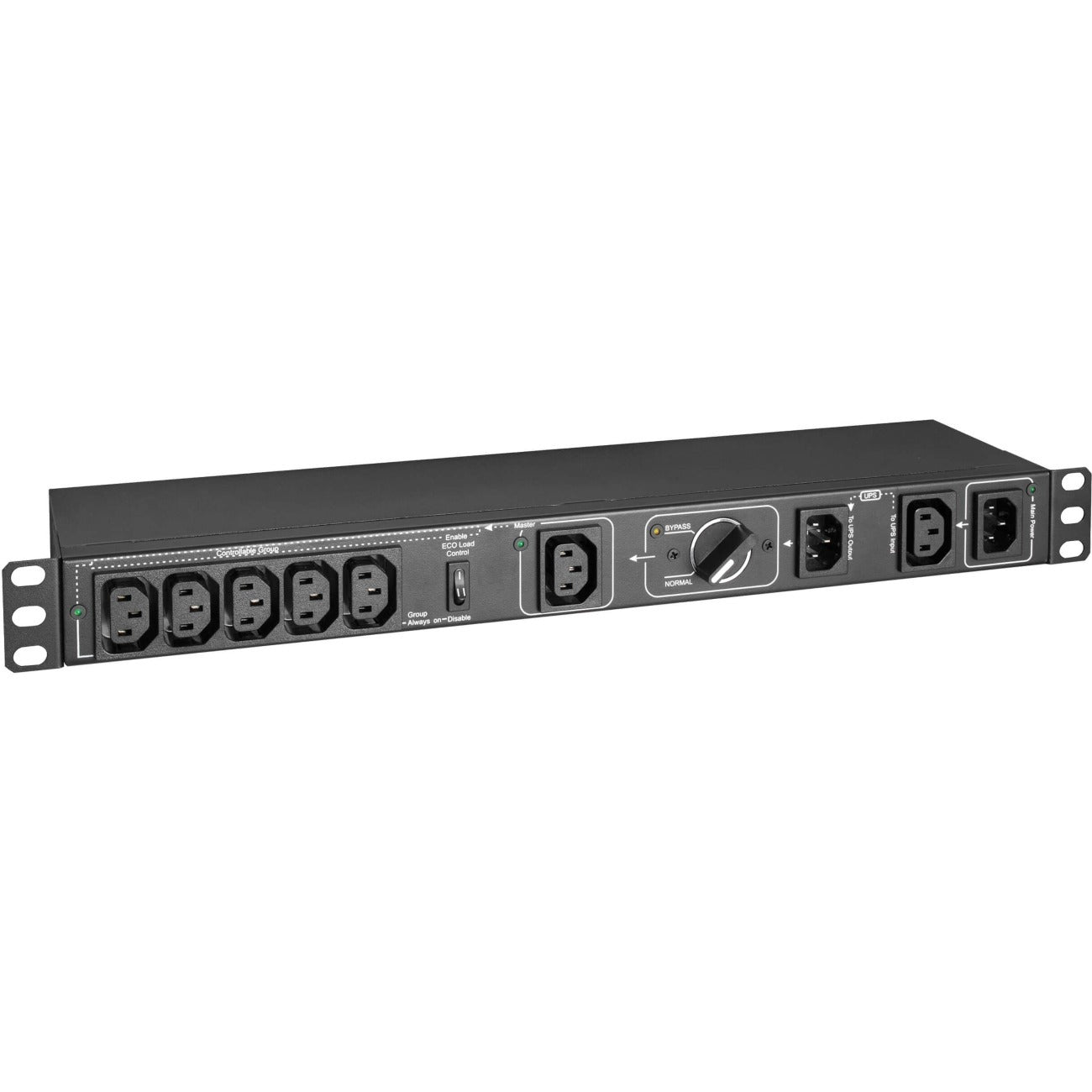 Tripp Lite by Eaton 200-250V 10A Single-Phase Hot-Swap PDU with Manual Bypass - 6 C13 Outlets, 2 C14 Inlets, 1U Rack/Wall - PDUBHV101U