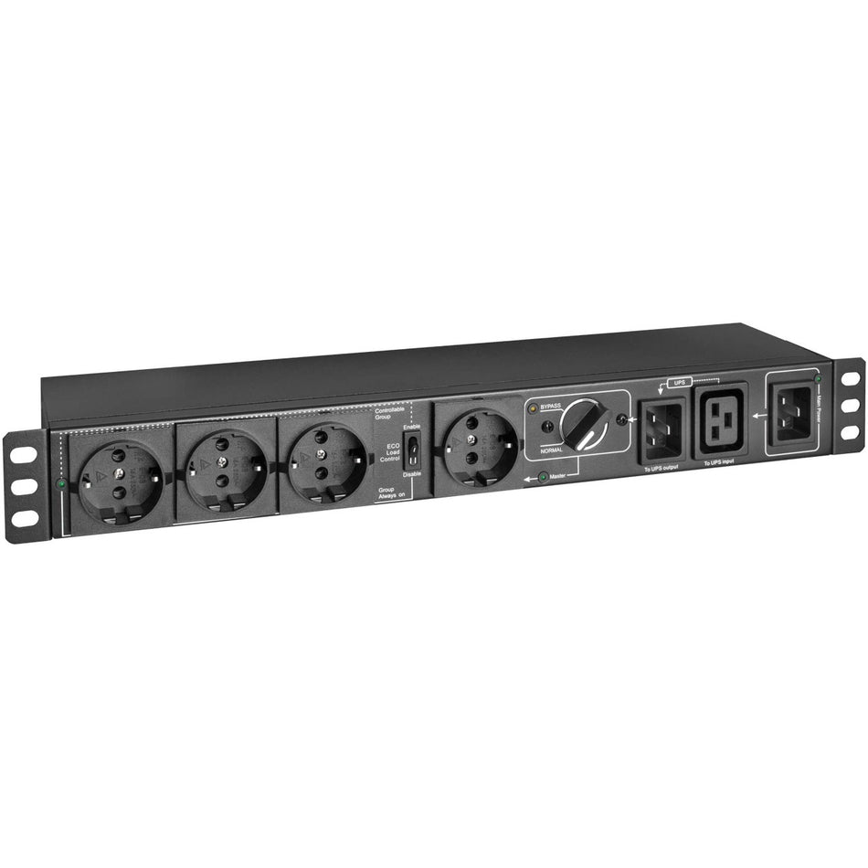 Tripp Lite by Eaton 220-240V 16A Single-Phase Hot-Swap PDU with Manual Bypass - 4 Schuko Outlets, C20 & Schuko Inputs, Rack/Wall - PDUBHV20D