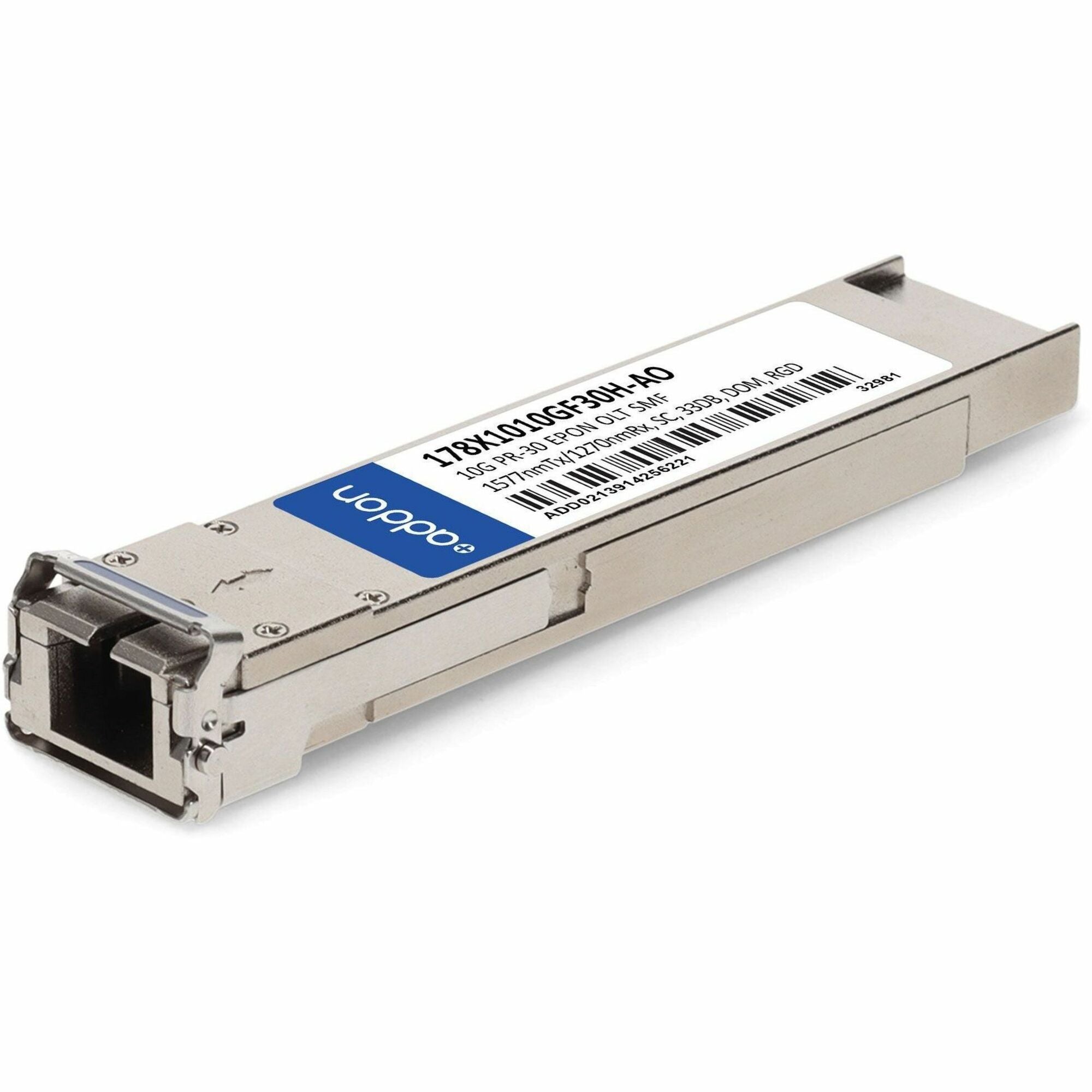 AddOn ADTRAN&reg; 178X1010GF30H Compatible TAA 10GBase-OLT XFP Transceiver (SMF, 1577nmTx/1270nmRx, 20km, SC, DOM, -40 to 85C) - 178X1010GF30H-AO