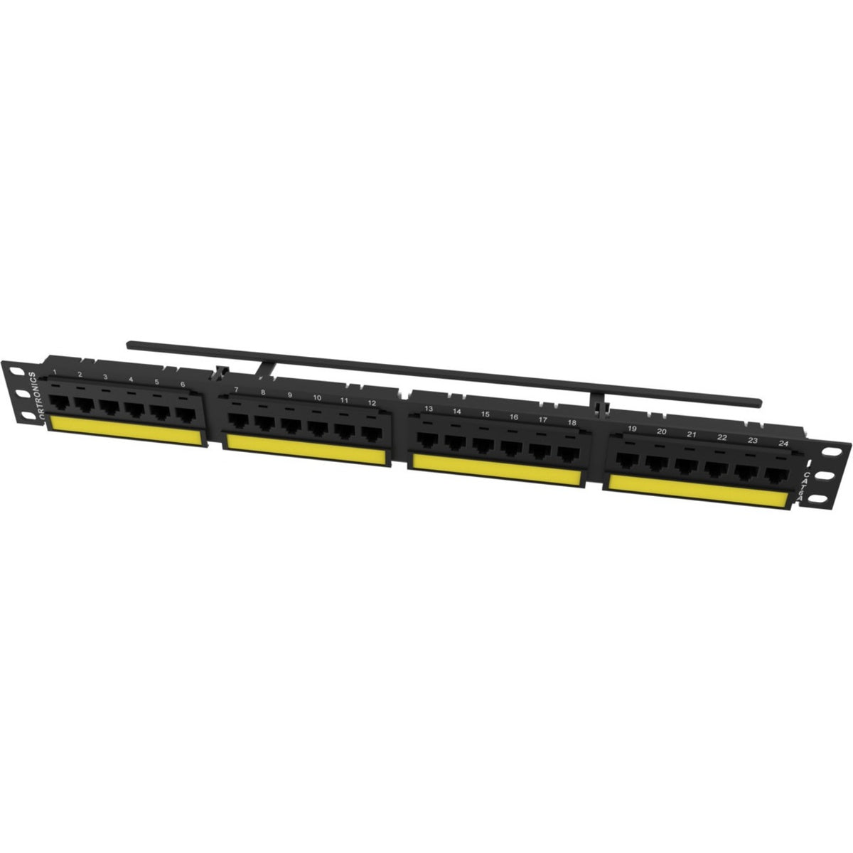 Ortronics Category 6A TechChoice Flat Patch Panel 24 Port 2RU Black - SP6AU24