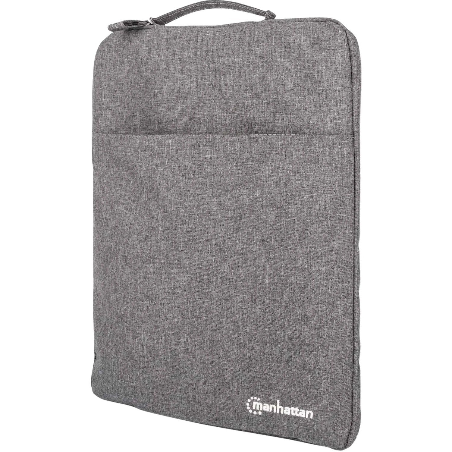 Seattle Laptop Sleeve 15.6" , Grey, Padded, Extra Soft Internal Cushioning, Main Compartment with double zips, Zippered Front Pocket, Carry Loop, Water Resistant and Durable, Notebook Slipcase, Three Year Warranty - 439817