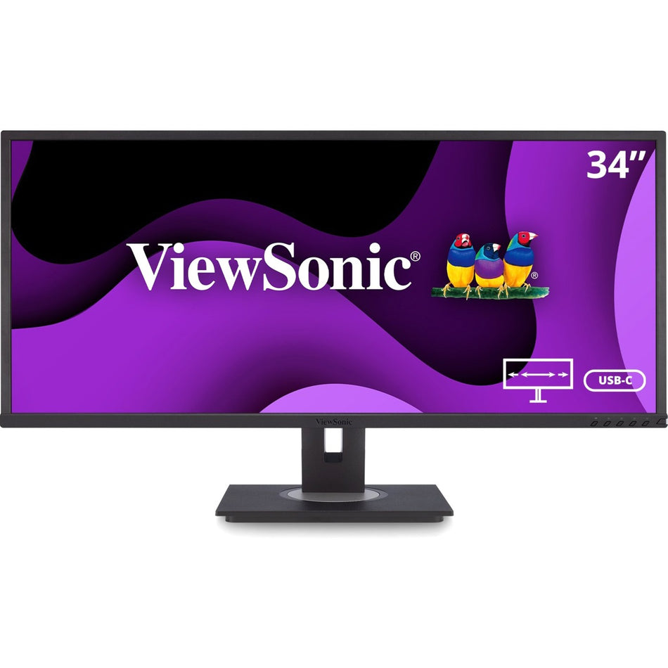 ViewSonic VG3456 34 Inch 21:9 UltraWide WQHD 1440p Monitor with Ergonomics Design USB C Docking Built-In Gigabit Ethernet for Home and Office - VG3456
