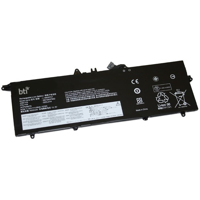 BTI L18L3PD1-BTI 11.52V 57WHR LI-ION BATTERY 02DL013, 5B10W13878, 5B10W13912, L18C3PD2, SB10K97651, SB10T83152, 02DL014, 5B10W13909, 5B10W13955, L18L3PD1, SB10K97652, SB10T83153, 02DL015, 5B10W13910, L183PD1, L18M3PD1, SB10K97653, SB10T83198, 02DL016, 5B10W13911, L18C3PD1, L18M3PD2, SB10K97654 THINKPAD T14S, THINKPAD T490S, THINKPAD T495S - L18L3PD1-BTI