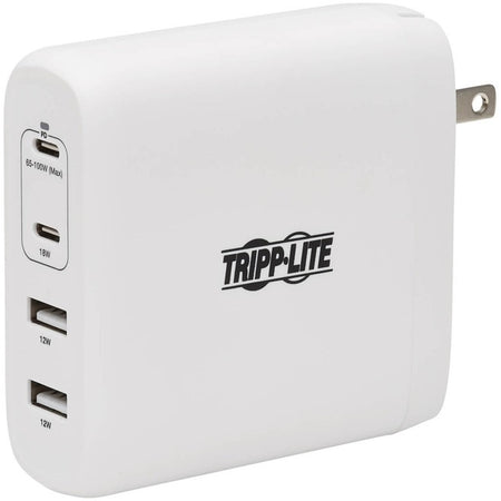 Tripp Lite by Eaton 4-Port Compact USB Wall Charger - GaN Technology, 100W PD Charging, 2 USB-C & 2 USB-A, White - U280-W04-100C2G