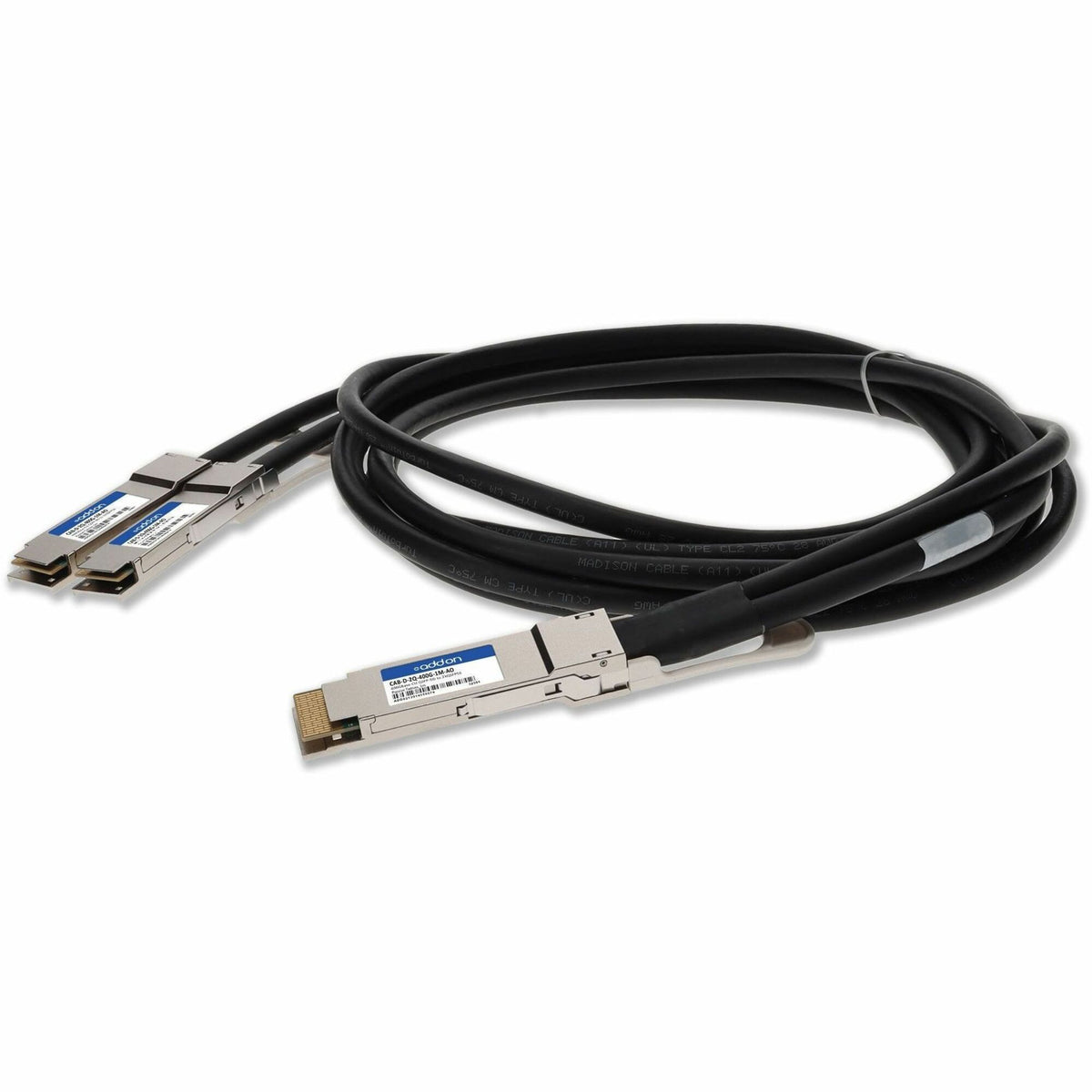 AddOn Arista Networks&reg; CAB-D-2Q-400G-1M Compatible TAA Compliant 400GBase-CU QSFP-DD 400G to 2xQSFP56 200G PAM-4 Direct Attach Cable (Passive Twinax, 1m) - CAB-D-2Q-400G-1M-AO