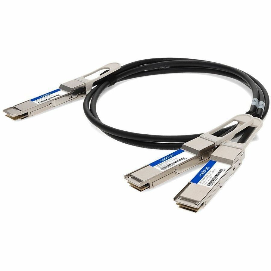 AddOn Dell&reg; DAC-Q56DD-2Q28-1M Compatible TAA Compliant 200GBase-CU QSFP-DD 200G to 2xQSFP28 100G NRZ Direct Attach Cable (Passive Twinax, 1m) - DAC-Q56DD-2Q28-1M-AO