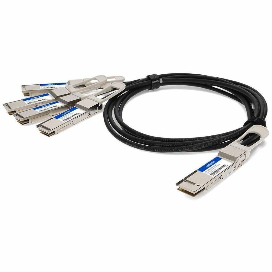 AddOn Dell&reg; DAC-Q56DD-4Q28-1M Compatible TAA Compliant 200GBase-CU QSFP-DD 200G to 4xQSFP28 50G NRZ Direct Attach Cable (Passive Twinax, 1m) - DAC-Q56DD-4Q28-1M-AO