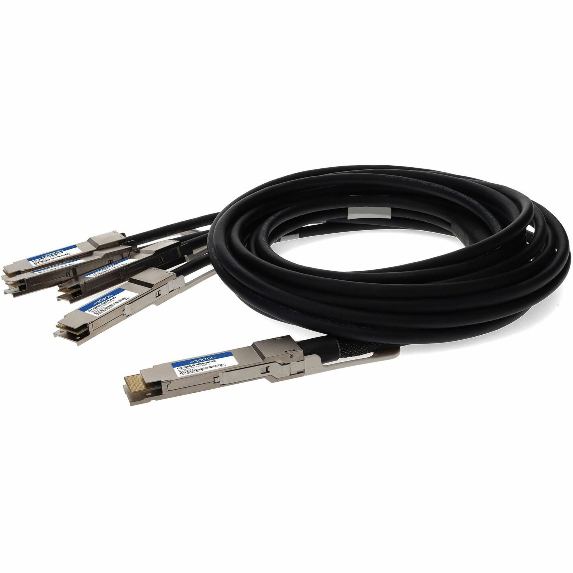 AddOn Dell&reg; DAC-Q56DD-4Q56-2M Compatible TAA Compliant 400GBase-CU QSFP-DD 400G to 4xQSFP56 100G PAM-4 Direct Attach Cable (Passive Twinax, 2m) - DAC-Q56DD-4Q56-2M-AO