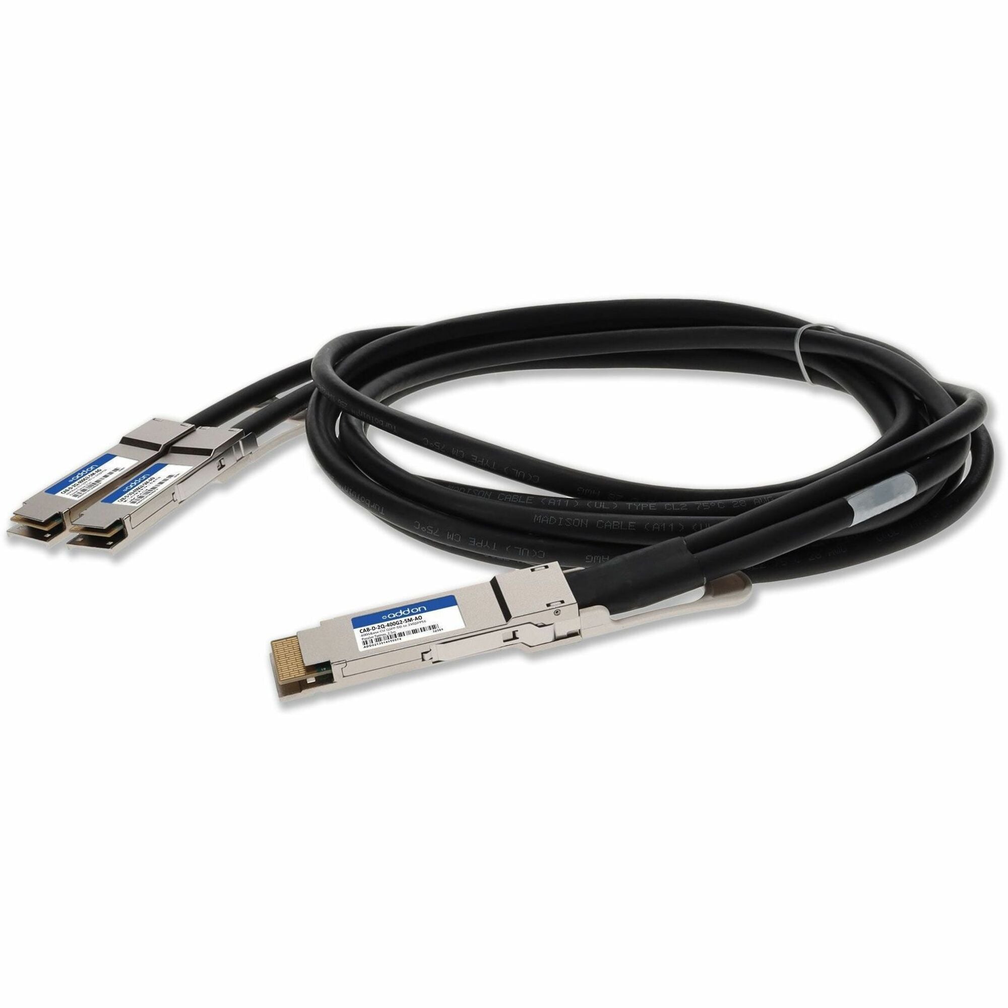 AddOn Arista Networks&reg; CAB-D-2Q-400G-2-5M Compatible TAA Compliant 400GBase-CU QSFP-DD 400G to 2xQSFP56 200G PAM-4 Direct Attach Cable (Passive Twinax, 2.5m) - CAB-D-2Q-400G2-5M-AO