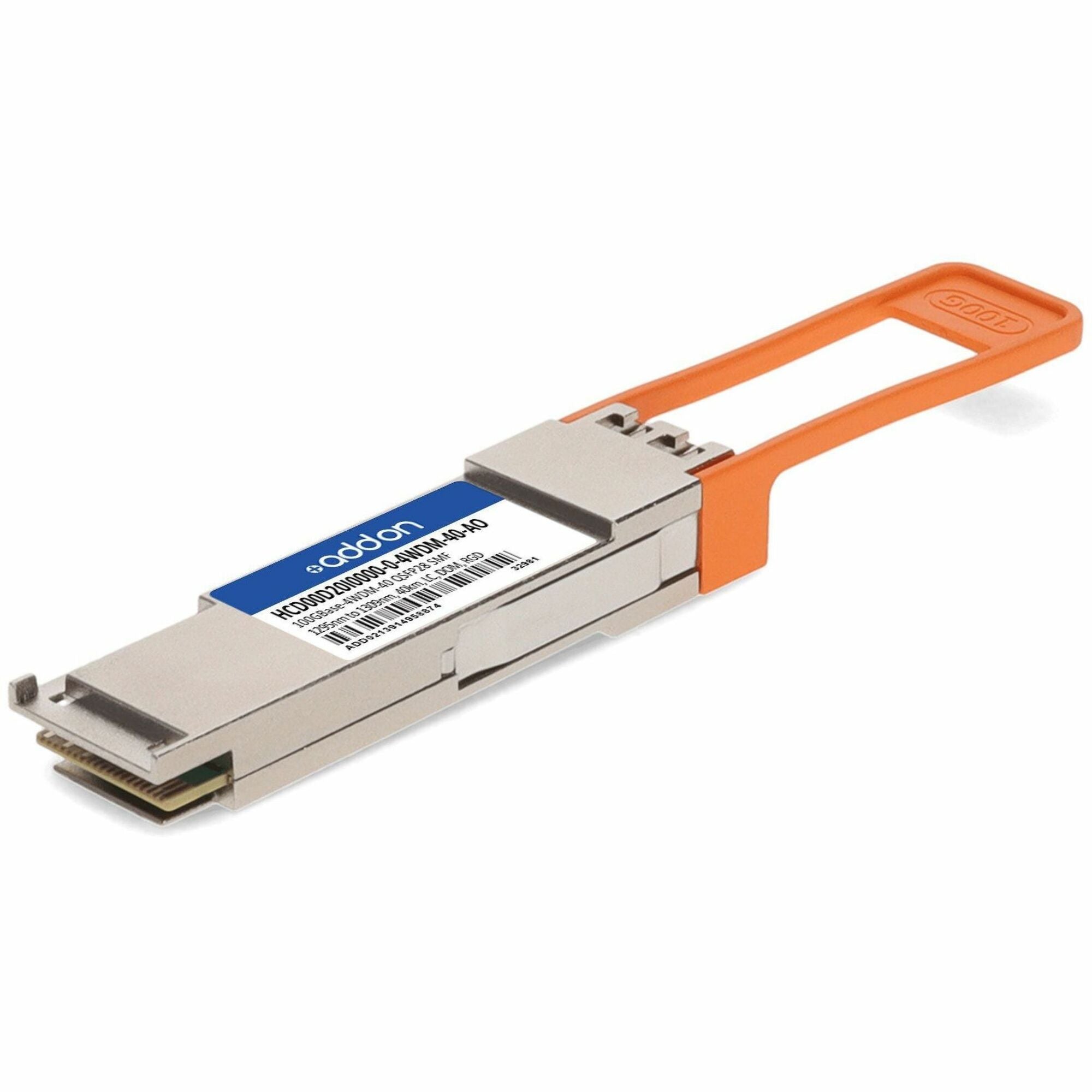 AddOn Fujitsu&reg; HCD00D20I0000-0-4WDM-40 Compatible TAA 100GBase-4WDM-40 QSFP28 Transceiver (SMF, 1295nm to 1309nm, 40km, LC, DOM, -40 to 85C) - HCD00D20I0000-0-4WDM-40-AO