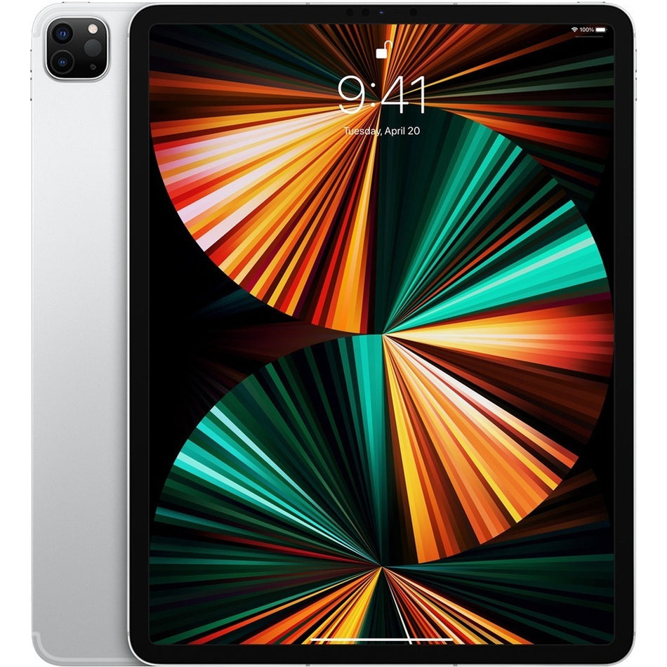 Apple iPad Pro (5th Generation) A2379 Tablet - 12.9" - Apple M1 - 8 GB - 128 GB Storage - iPadOS 14 - 5G - Silver - MHNT3LL/A