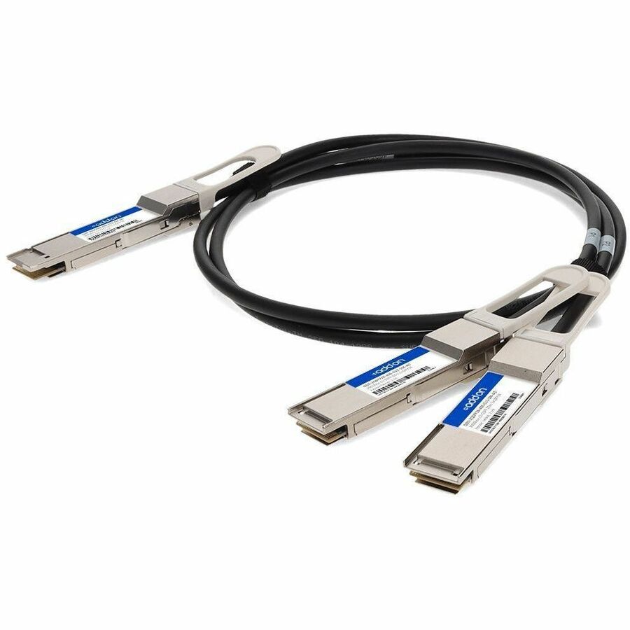 AddOn Cisco&reg; QDD-2QSFP28-400-CU2-5M Compatible TAA Compliant 200GBase-CU QSFP-DD 200G to 2xQSFP28 100G NRZ Direct Attach Cable (Passive Twinax, 2.5m) - QDD-2QSFP28-400-CU2-5M-AO