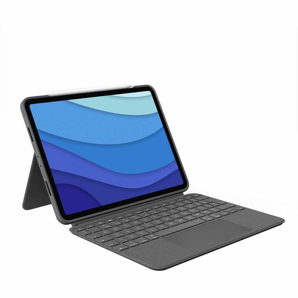 Logitech Combo Touch Keyboard/Cover Case for 11" Apple, Logitech iPad Pro, iPad Pro (2nd Generation), iPad Pro (3rd Generation) Tablet - Oxford Gray - 920-010095