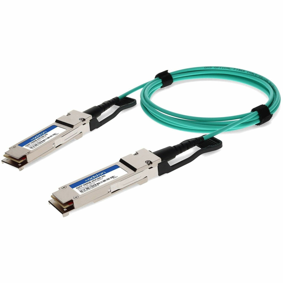 AddOn MSA and TAA Compliant 200GBase-AOC QSFP56 to QSFP56 Active Optical Cable (850nm, MMF, 3m) - QSFP-200GB-AOC3M-AO