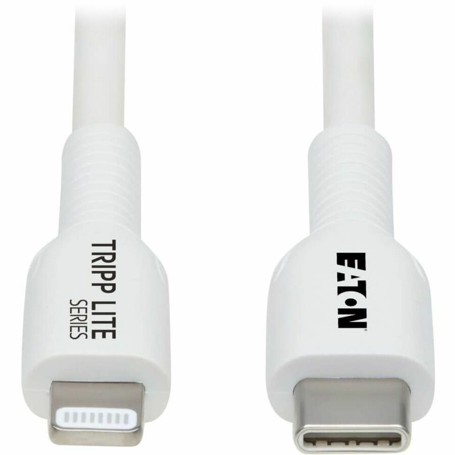 Eaton Tripp Lite Series Safe-IT USB-C to Lightning Sync/Charge Antibacterial Cable (M/M), MFi Certified, White, 1 m (3.3 ft.) - M102AB-01M-WH