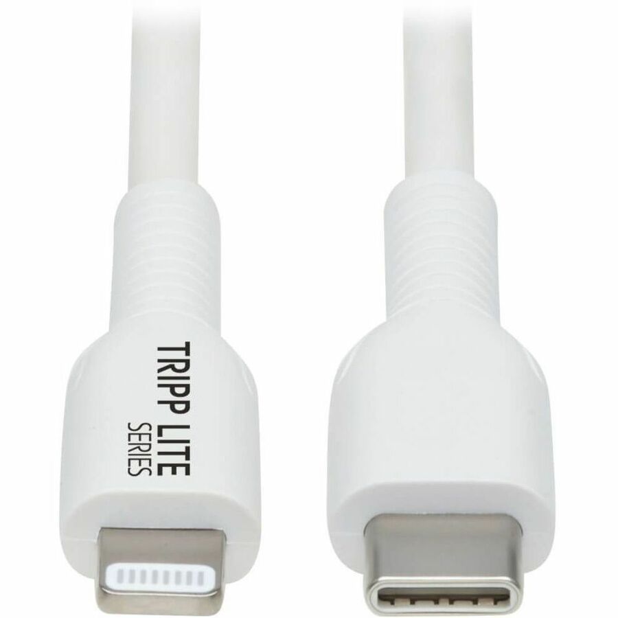 Eaton Tripp Lite Series Safe-IT USB-C to Lightning Sync/Charge Antibacterial Cable (M/M), MFi Certified, White, 2 m (6.6 ft.) - M102AB-02M-WH