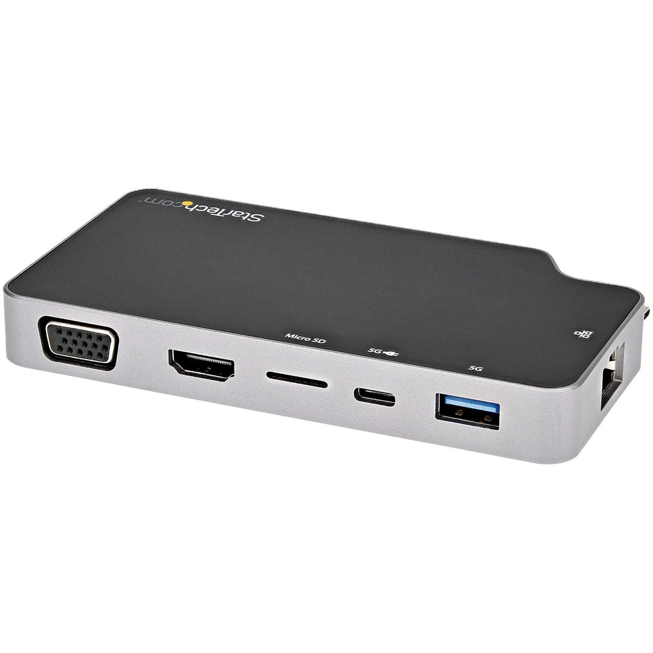 StarTech.com USB C Multiport Adapter, USB-C to 4K HDMI or VGA Video with 100W PD Pass-through, 10Gbps USB Hub/MicroSD/GbE, USB-C Mini Dock - CDP2HVGUASPD