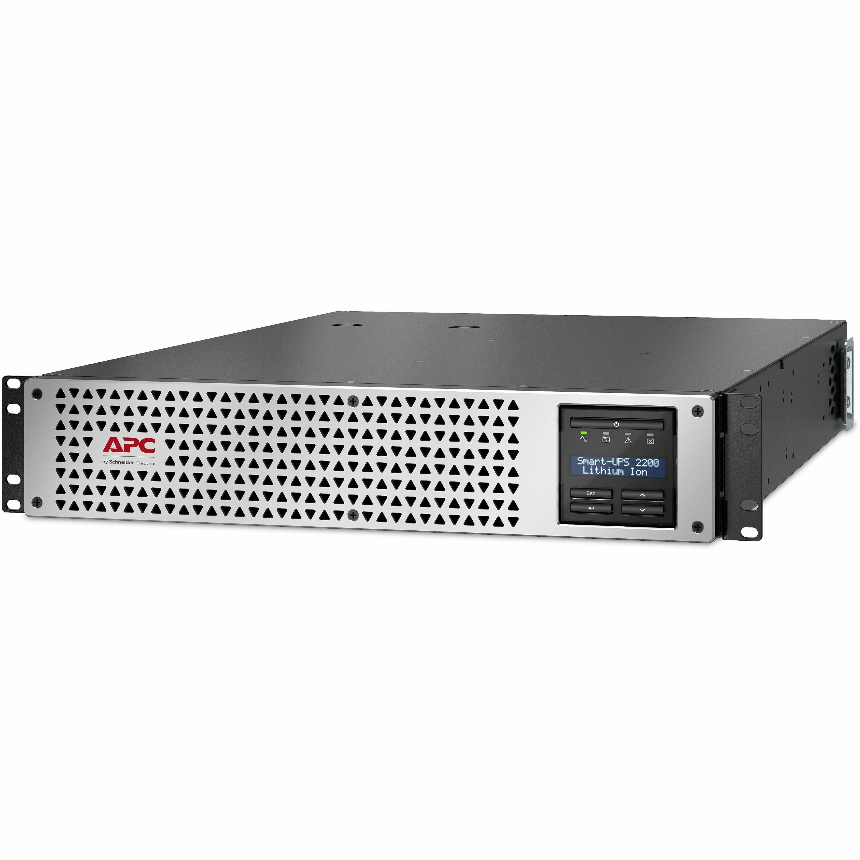 APC Smart-UPS, Line Interactive, 2200VA, Lithium-ion, Rackmount 2U, 120V, 2x NEMA 5-20R+6x NEMA 5-15R outlets, SmartConnect Port+Network Card, AVR - SMTL2200RM2UCNC