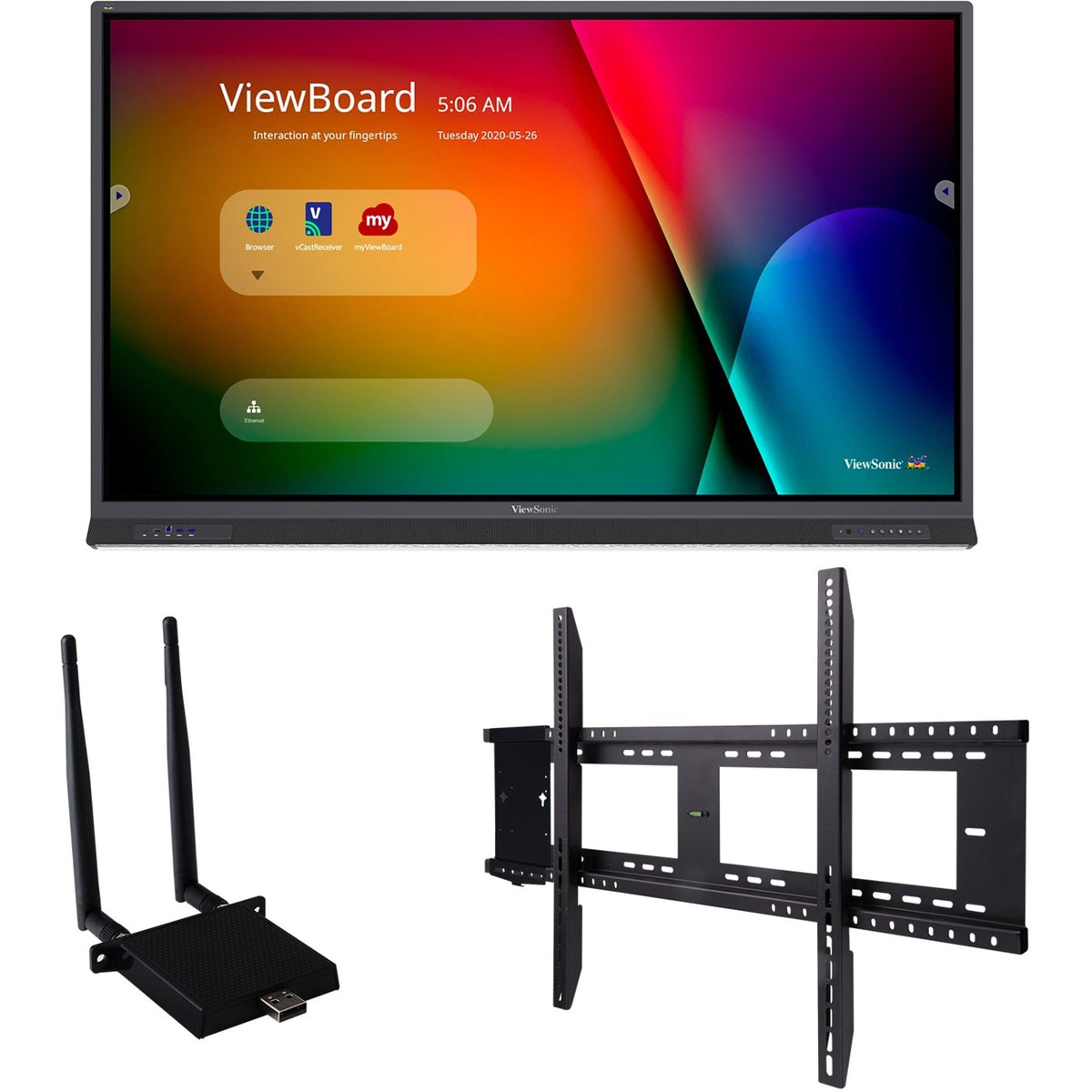 ViewSonic ViewBoard IFP7552-E1 - 4K Interactive Display with WiFi Adapter and Fixed Wall Mount - 400 cd/m2 - 75" - IFP7552-E1