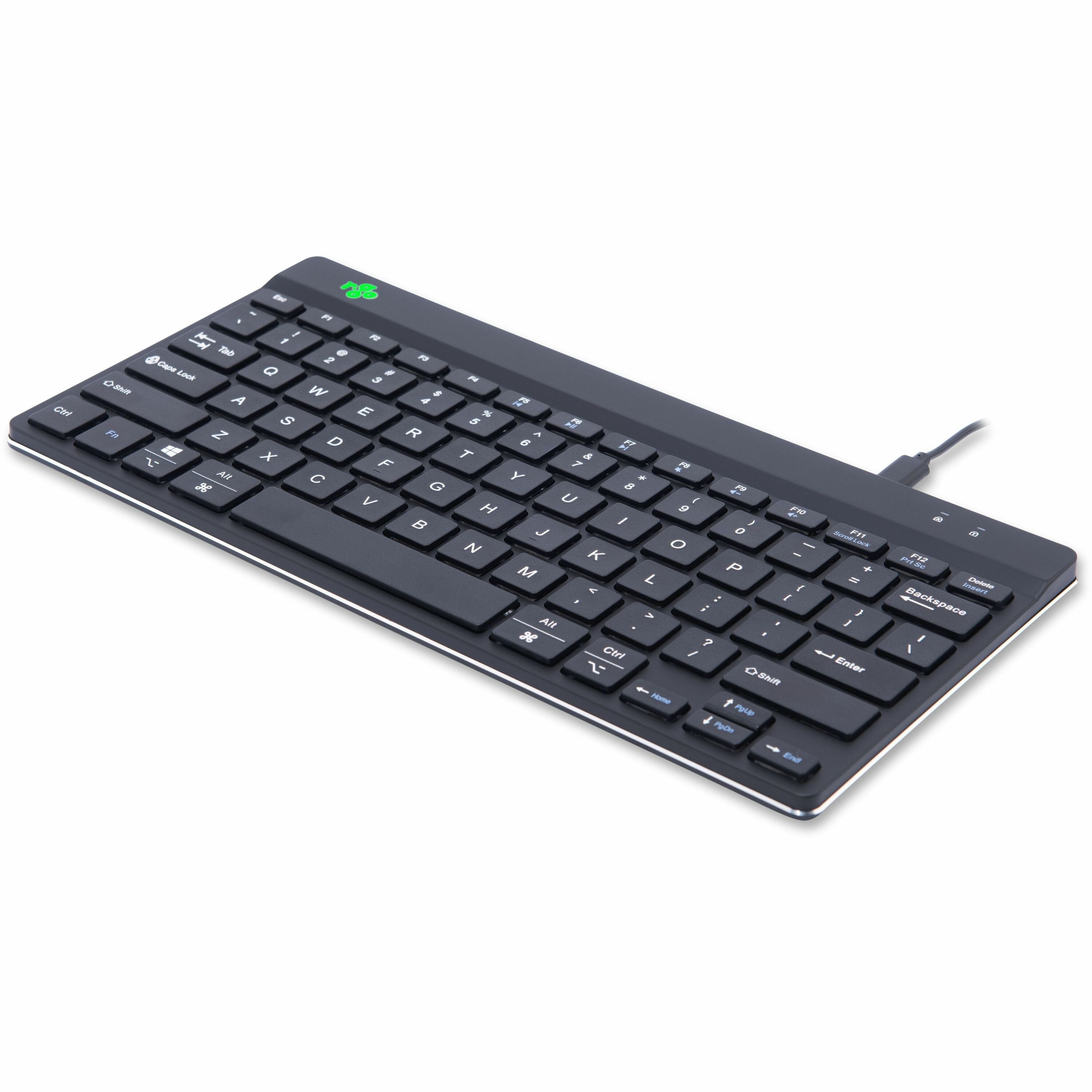 R-Go Compact Break ergonomic keyboard, with break software, mini USB keyboard, QWERTY (US), wired, black - RGOCOUSWDBL