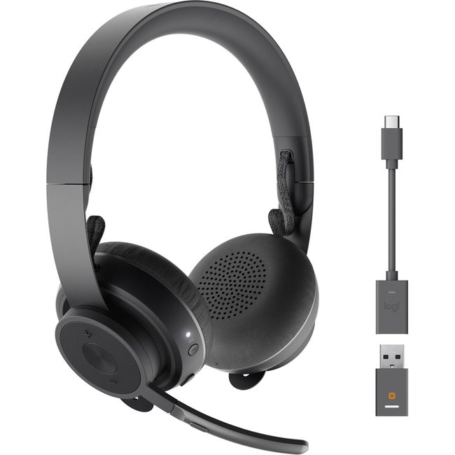 Logitech Zone 900 On-Ear Wireless Bluetooth Headset with advanced noise-canceling microphone, connect up to 6 wireless devices with one receiver, quick access to ANC and Bluetooth - 981-001100