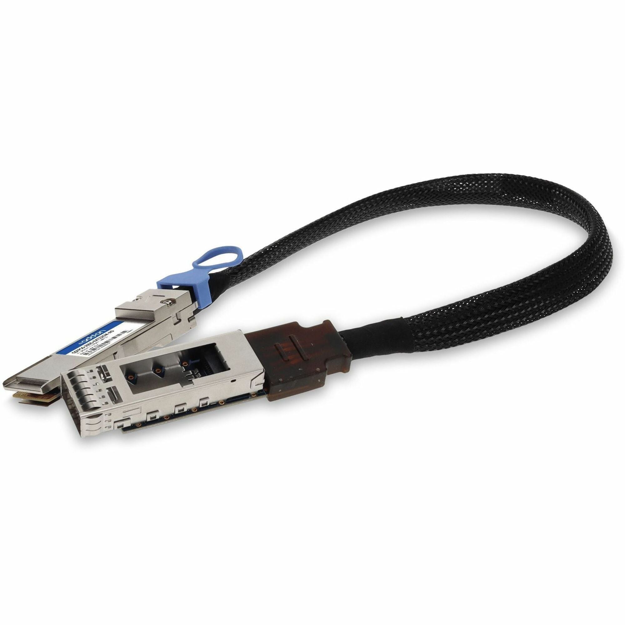 AddOn 200GBase-CU QSFP56 to QSFP56 Male to Female Direct Attach Extension Cable (Passive Twinax, 22cm, 30AWG) - QSFP56-200G-EXT22CM-AO