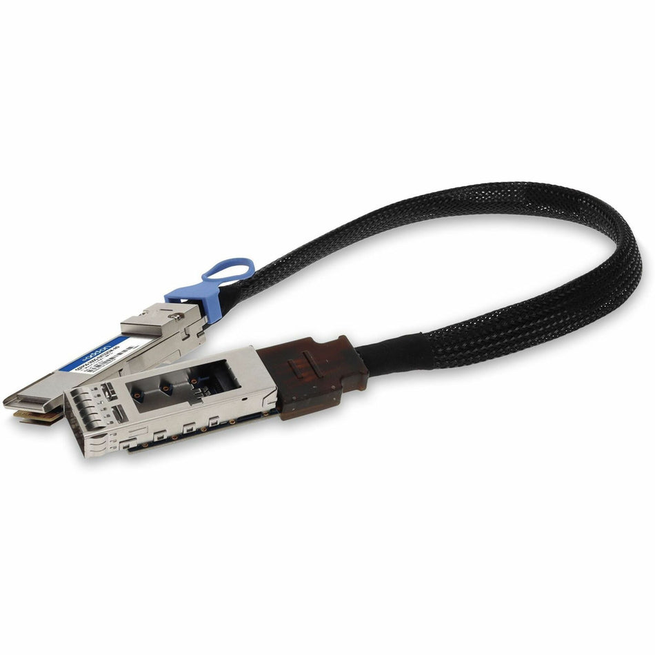 AddOn 200GBase-CU QSFP56 to QSFP56 Male to Female Direct Attach Extension Cable (Passive Twinax, 22cm, 30AWG) - QSFP56-200G-EXT22CM-AO