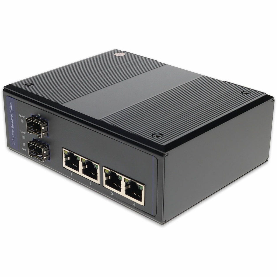 AddOn 4 10/100Base-TX(RJ-45) to 2 Open SFP port Industrial Media Converter Switch - ADD-IFMC-4RJ2SFP