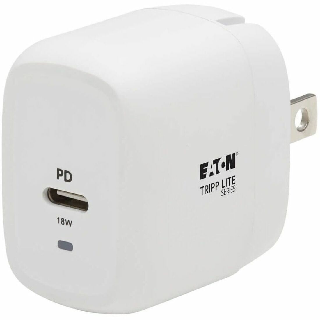 Eaton Tripp Lite Series Compact USB-C Wall Charger with USB-C to Lightning Cable - 18W PD Charging, GaN Technology, White - U280-W01-18C1-K