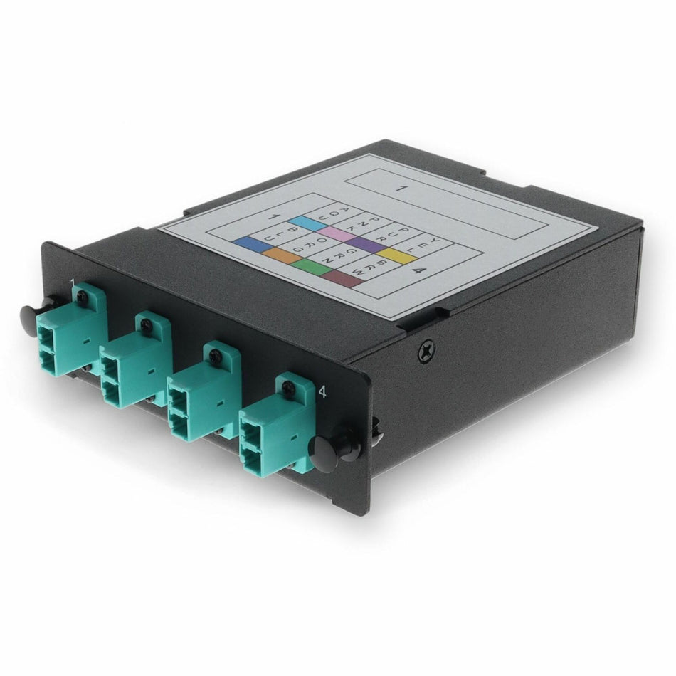 AddOn 4-Bay Cassette 12-Fiber MPO In, 4 LC Duplex Out, Multi-mode Duplex OM4 - ADD-4BAYC1MP4LCDM4