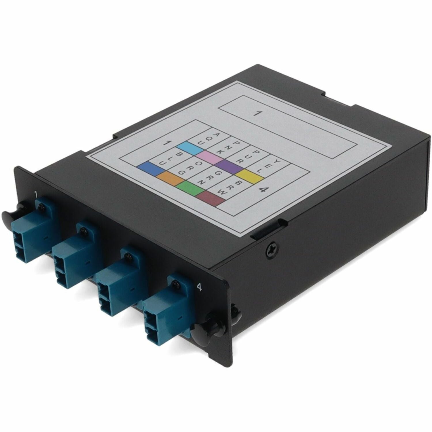 AddOn 4-Bay Cassette 12-Fiber MPO In, 4 LC Duplex Out, Single-mode Duplex OS2 - ADD-4BAYC1MP4LCDS2