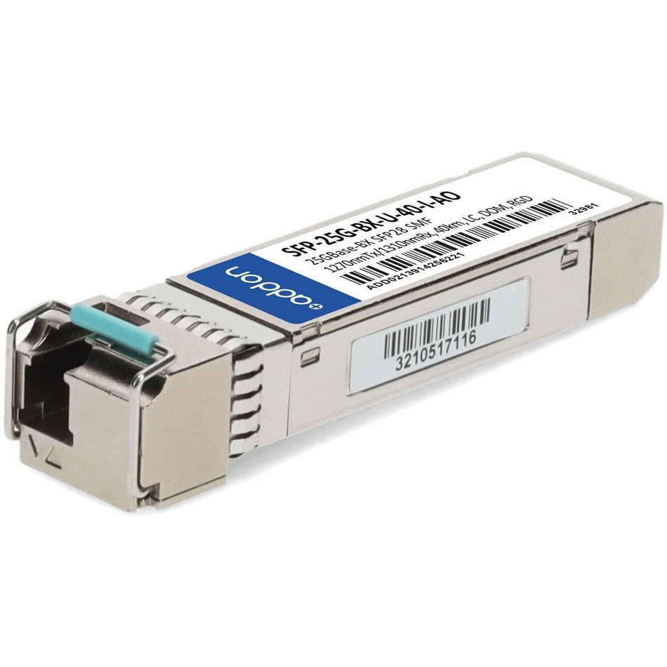 AddOn Cisco SFP-25G-BX-U-40-I Compatible TAA 25GBase-BX SFP28 Transceiver (SMF, 1270nmTx/1310nmRx, 40km, LC, DOM, -40 to 85C) - SFP-25G-BX-U-40-I-AO