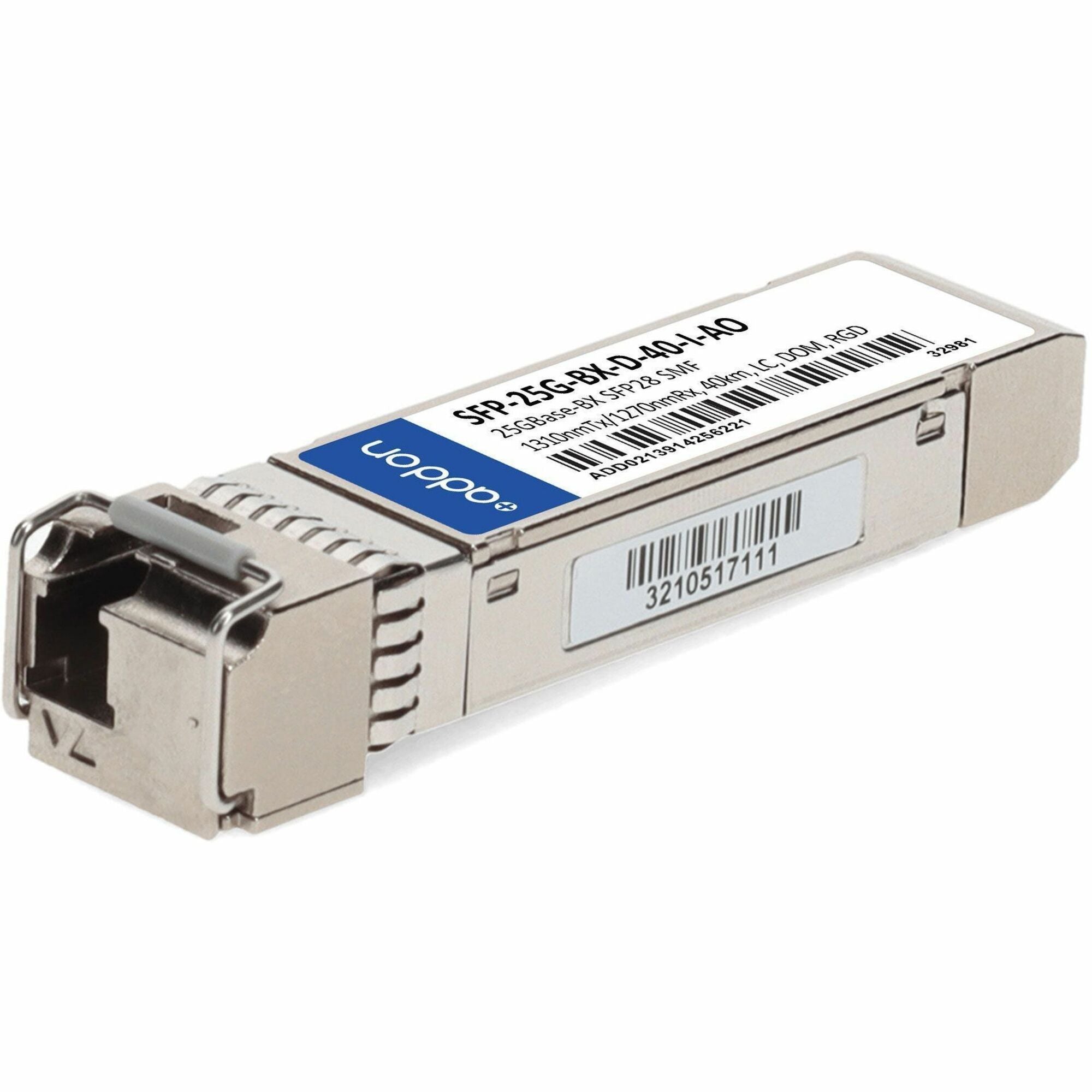 AddOn Cisco&reg; SFP-25G-BX-D-40-I Compatible TAA 25GBase-BX SFP28 Transceiver (SMF, 1310nmTx/1270nmRx, 40km, LC, DOM, -40 to 85C) - SFP-25G-BX-D-40-I-AO