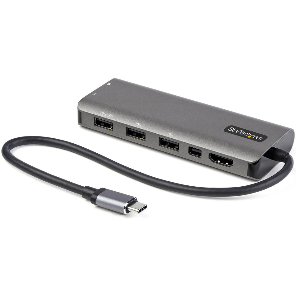 StarTech.com USB C Multiport Adapter, USB-C to HDMI or mDP 4K 60Hz, 100W PD Pass-Through, 4x 10Gbps USB, USB Type-C Mini Dock, w/12" Cable - DKT31CMDPHPD