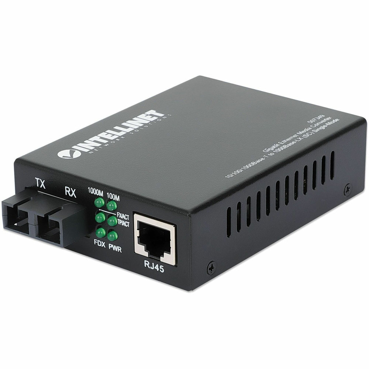 Gigabit Ethernet Single Mode Media Converter, 10/100/1000Base-T to 1000Base-Lx (SC) Single-Mode, 20km - 507349