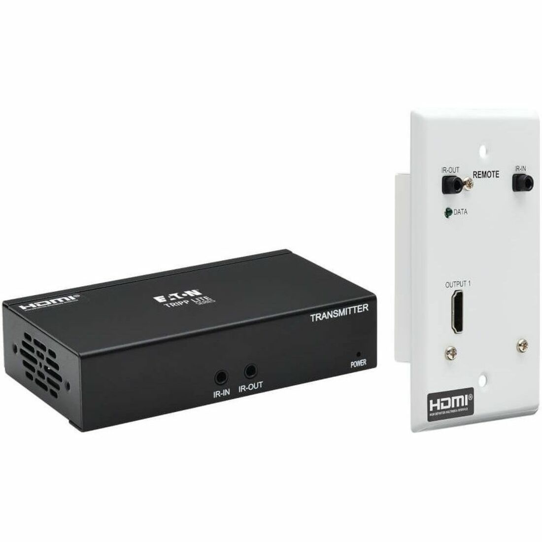 Eaton Tripp Lite Series HDMI over Cat6 Extender Kit, Box Transmitter/Wall Plate Receiver, 4K 60 Hz, 4:4:4, IR, PoC, HDR, HDCP 2.2, 230 ft., TAA - B127A-1A1-BHFH