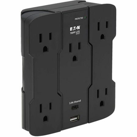 Eaton Tripp Lite Series Safe-IT 5-Outlet Surge Protector, USB-A/USB-C Ports, 5-15P Direct Plug-In, 1050 Joules, Antimicrobial Protection, Black - SK5BUCAM